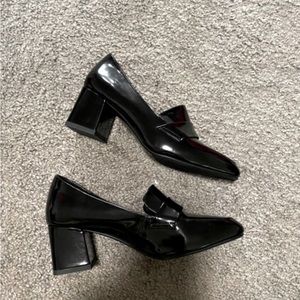 Verified NWOT Black Patent Faux Leather Vintage Squared Toe Loafers
